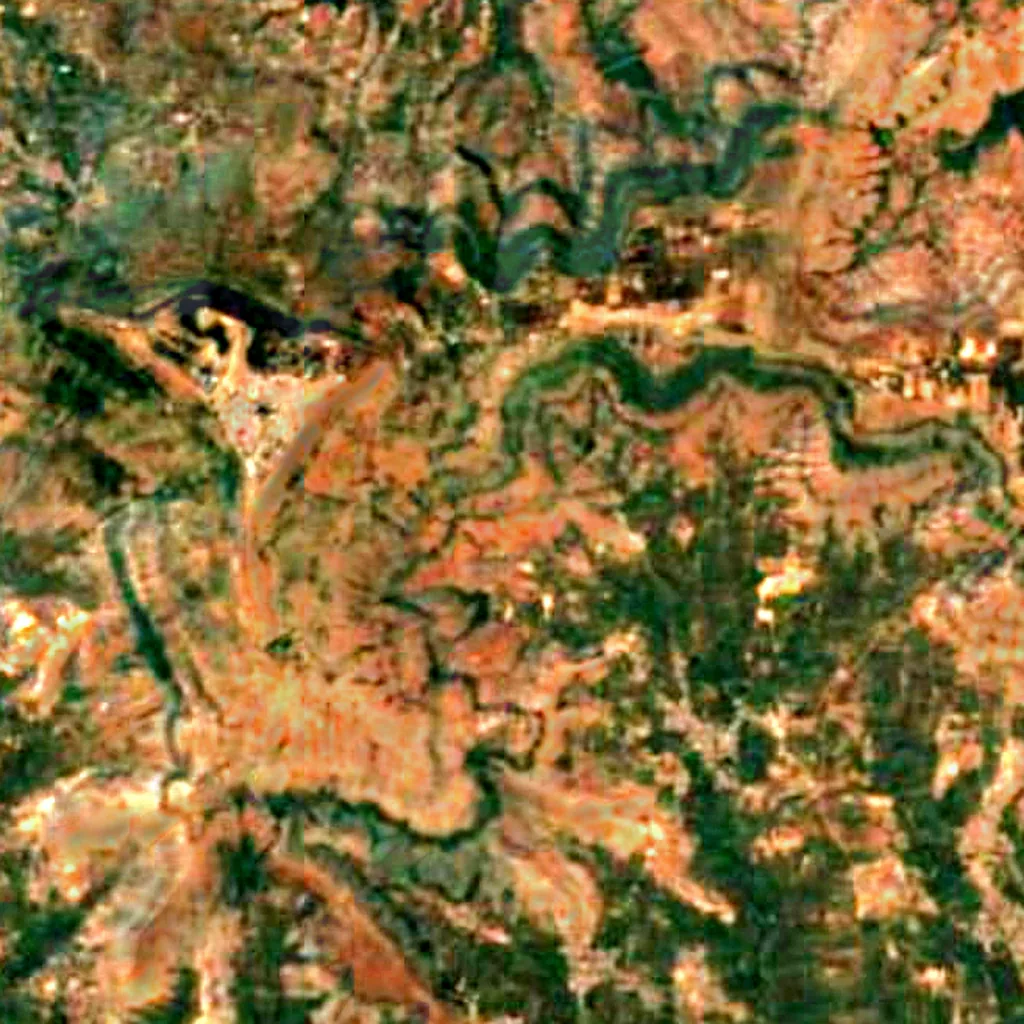 Le sol au-dessus de Pohale caves (Sentinel-2)