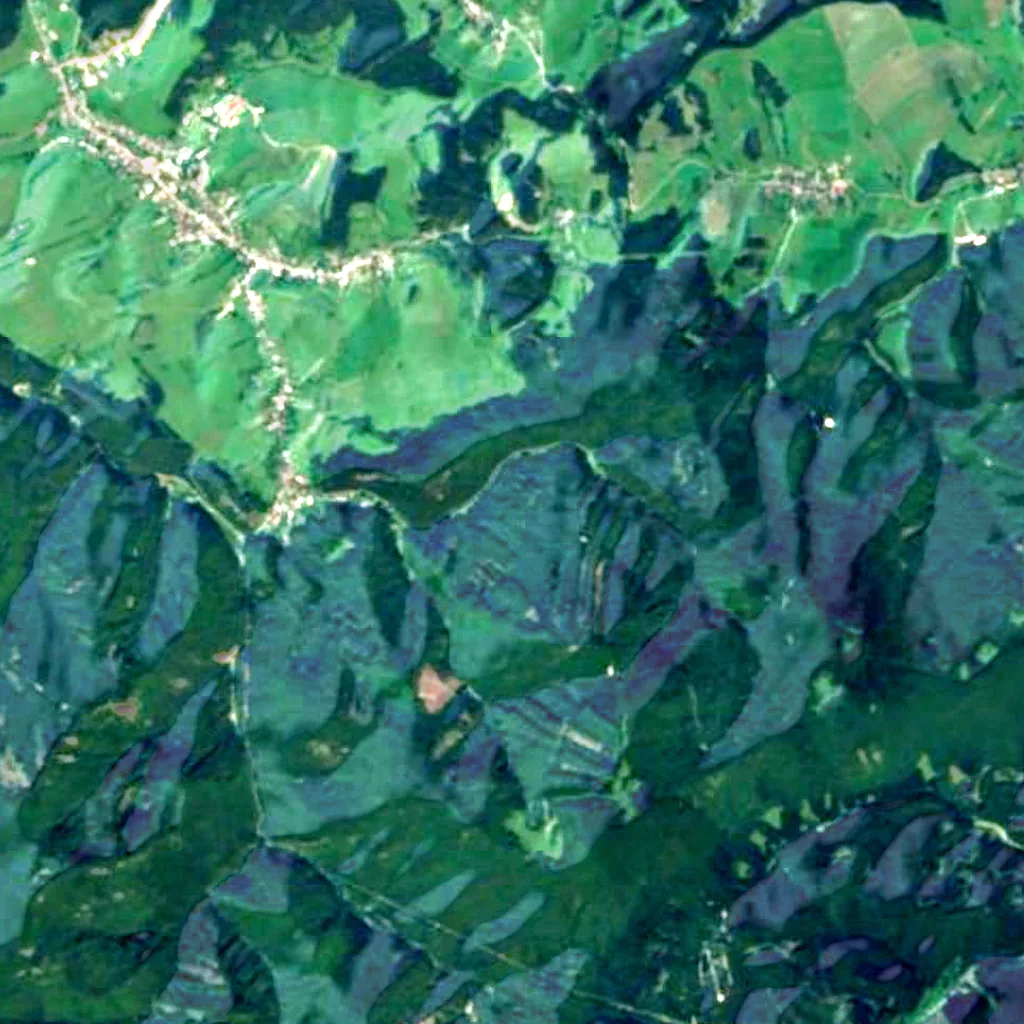 El suelo sobre Pruzinska Dupna jaskyna (Sentinel-2)