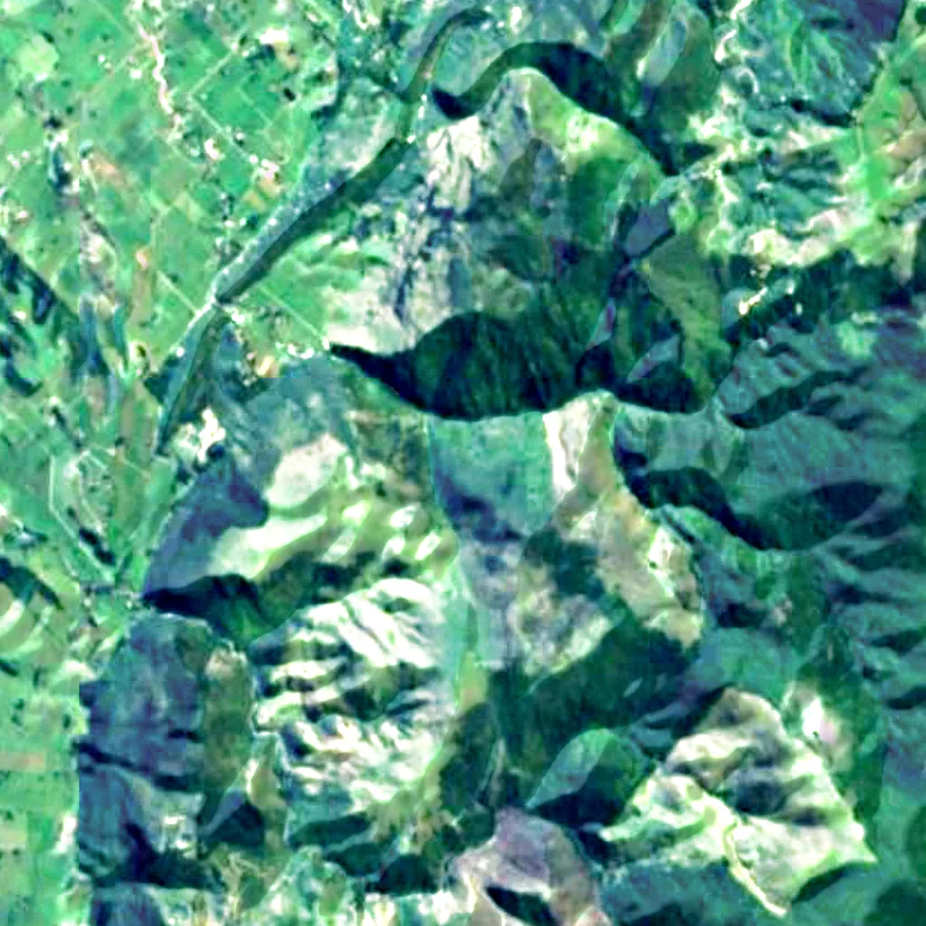 O chão por cima de Rawhiti Cave (Sentinel-2)