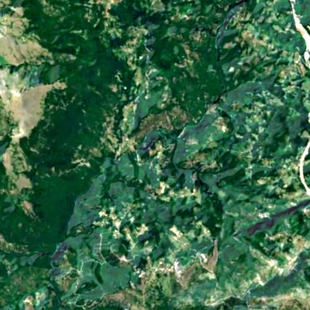 De grond boven Grotta del Romito (Sentinel-2)