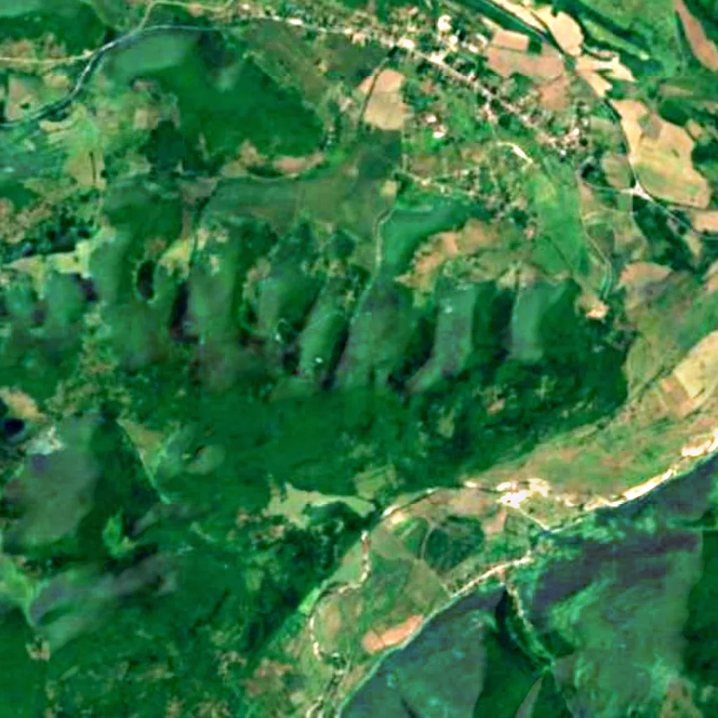 Le sol au-dessus de Saeva dupka cave (Sentinel-2)
