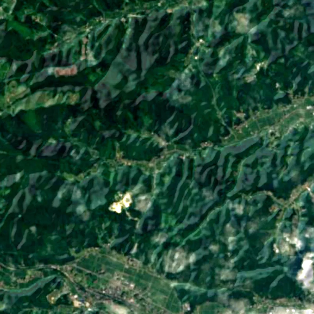 De grond boven Takkoku-no-Iwaya (Sentinel-2)