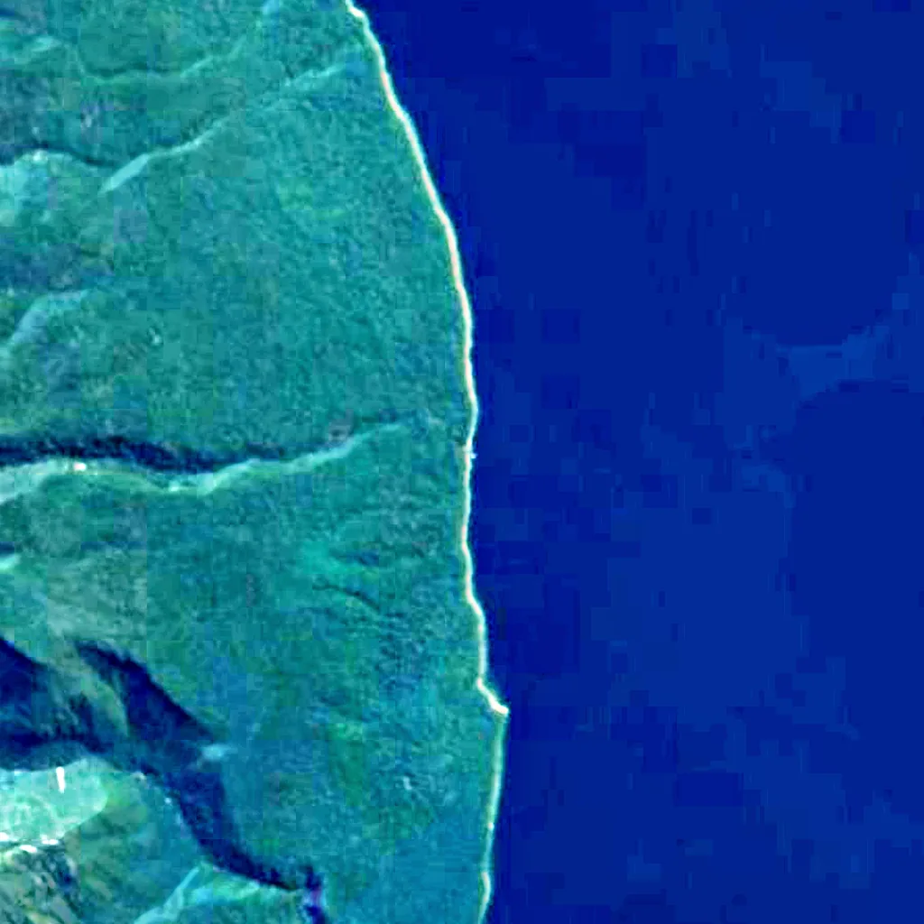 De grond boven Te Ana-au Caves (Sentinel-2)