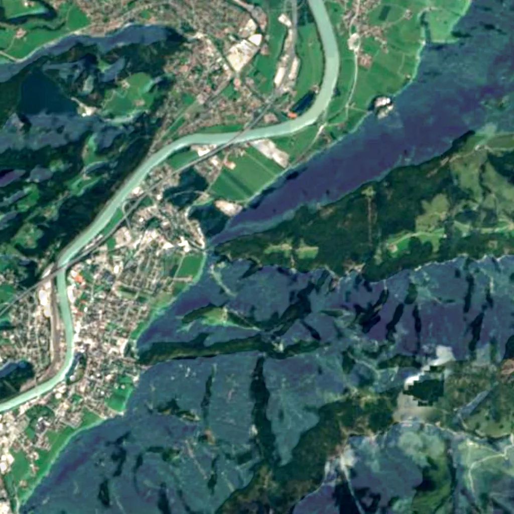 O chão por cima de Caverna Tischofer (Sentinel-2)