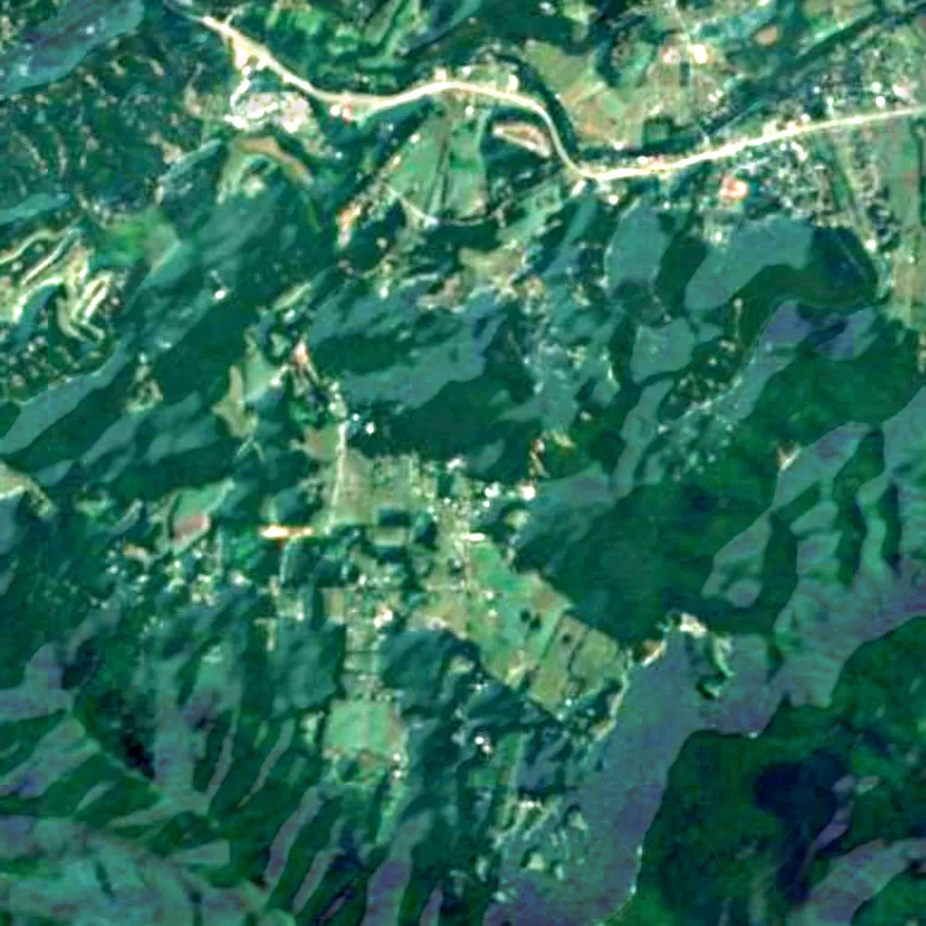El suelo sobre Tuckaleechee Caverns (Sentinel-2)