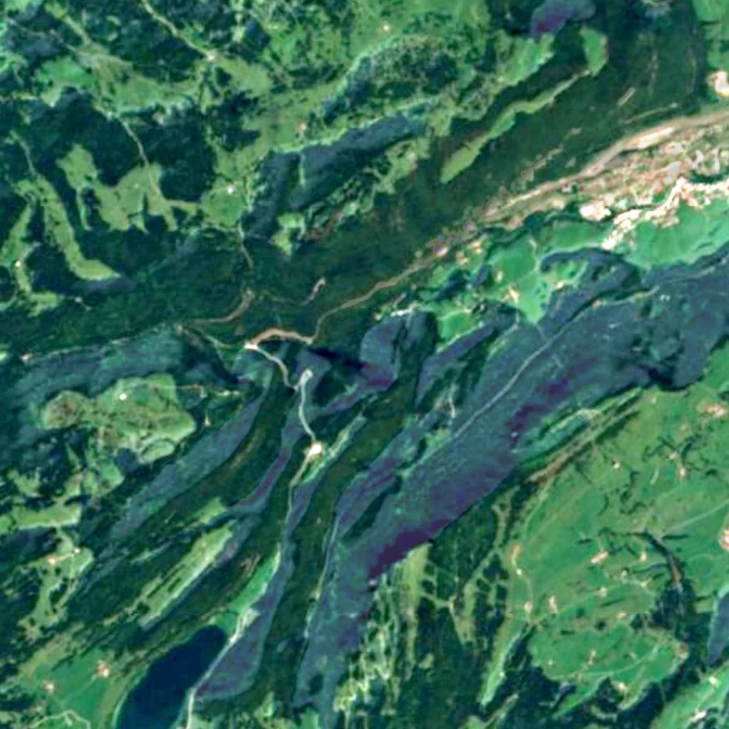 Il terreno sopra Vallorbe Caves (Sentinel-2)